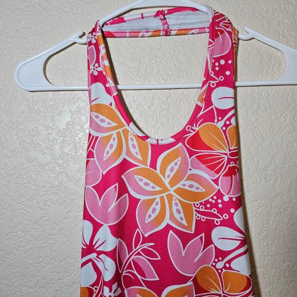 Shein Swimsuit Cover-up Pool Beach Dress Pink Orange Floral Midi Soft Stretchy - Picture 7 of 12